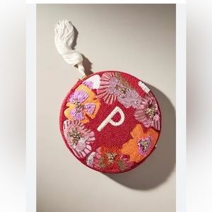 Anthropologie Embellished  Monogram Pouch